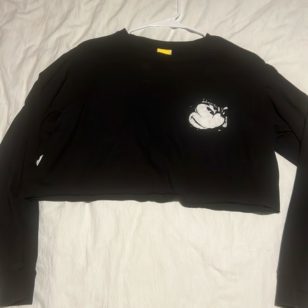 Black crop Disney pocket Mickey Long sleeve tee